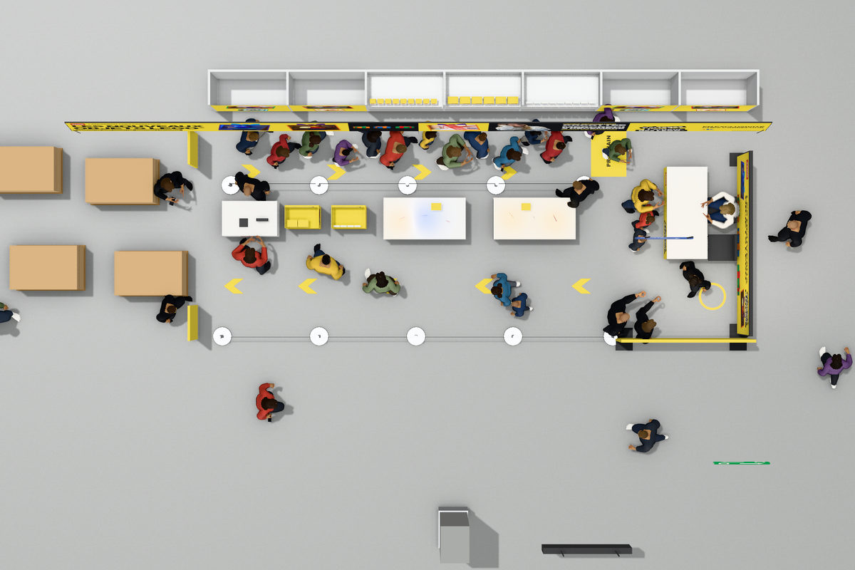 Plan vu du dessus, maquette 3D, avec les cotes